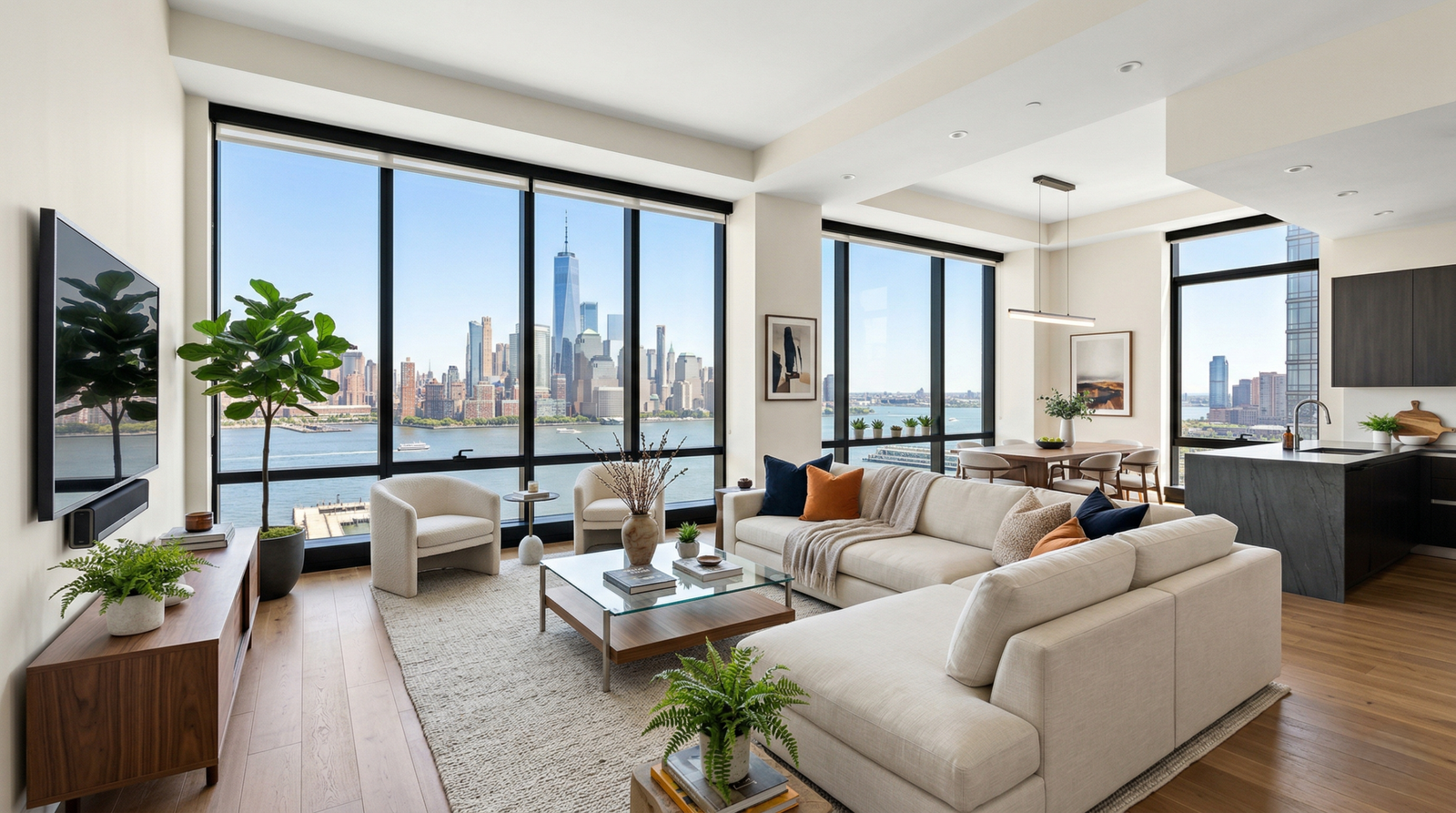 living room in luxury loft